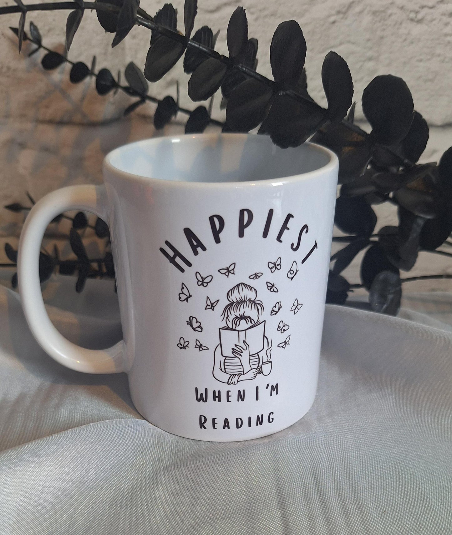 Happiest When I'm Reading Mug/ Bookish Mug/ Gift For Book Lover/ Bookish Merch/ Book Addict/ Smut Reader/ Romance Reader